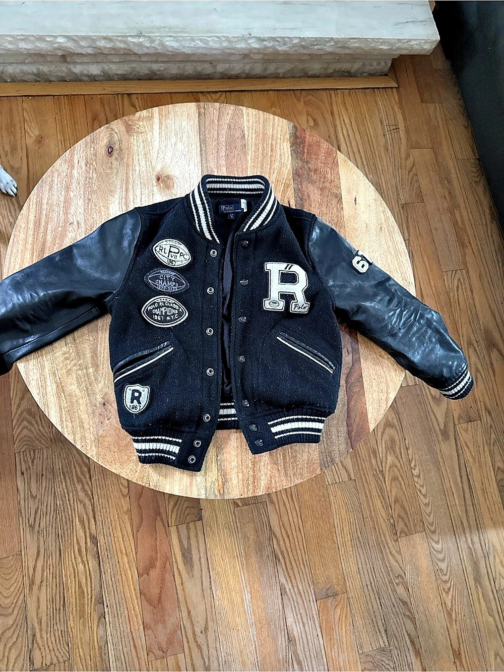 Polo Ralph Lauren Boys Small Varsity Jacket Black & White